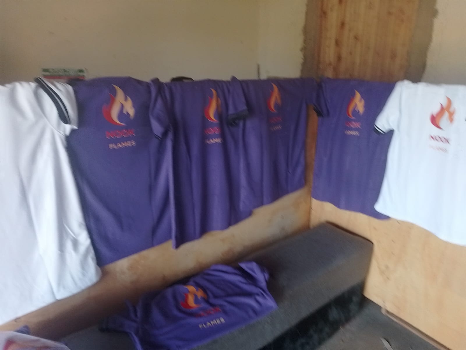 Batch of purple jerseys printed for Nook Flames team by Jumotas Technologies