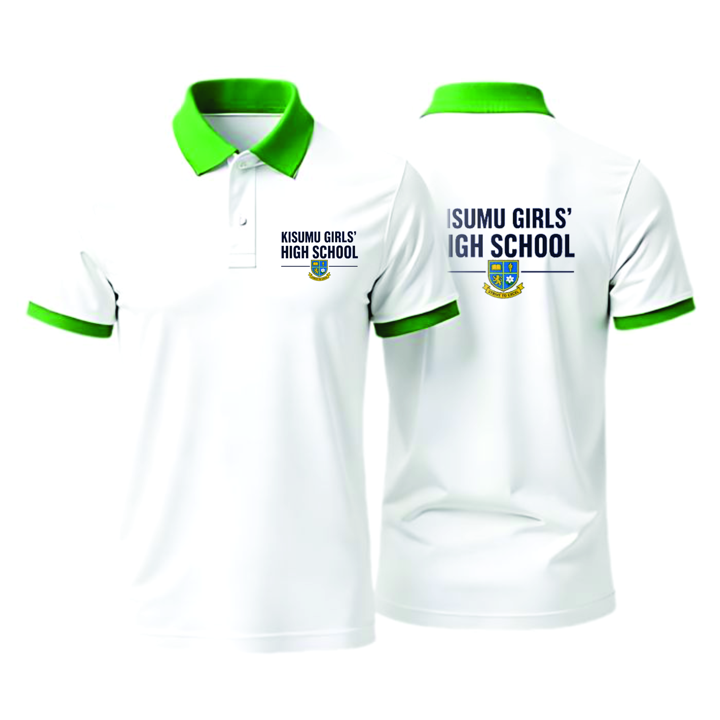 Branded white polo shirts printed for Kisumu Girls High School by Jumotas Technologies